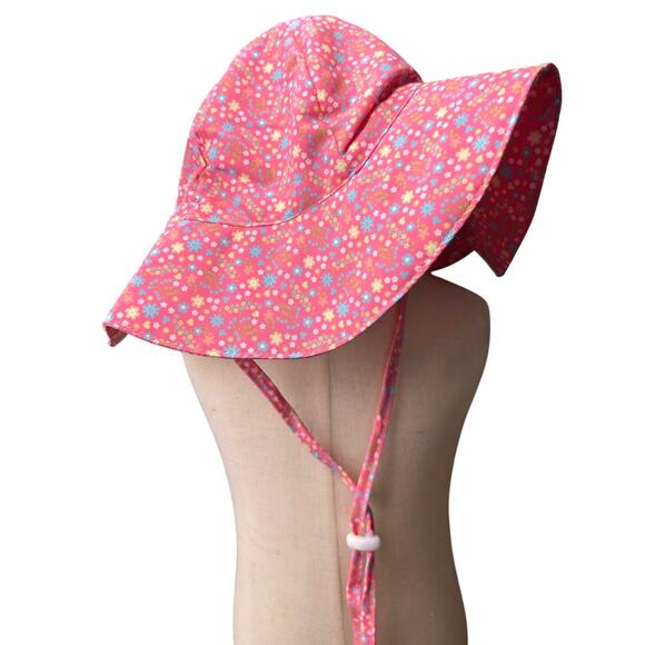LOT of 2 Kids Flower Bucket Sun Protection Hat UPF/UV 50+ Adjustable Drawstring - Picture 3 of 9